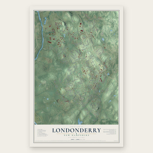 Londonderry, New Hampshire map print, the full design