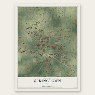 Springtown, Texas map print, the full design
