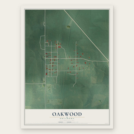 Oakwood, Oklahoma map print, the full design