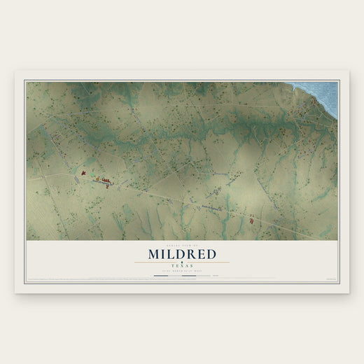 Mildred, Texas map print, the full design