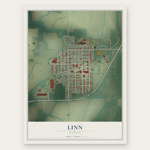 Linn, Kansas map print, the full design