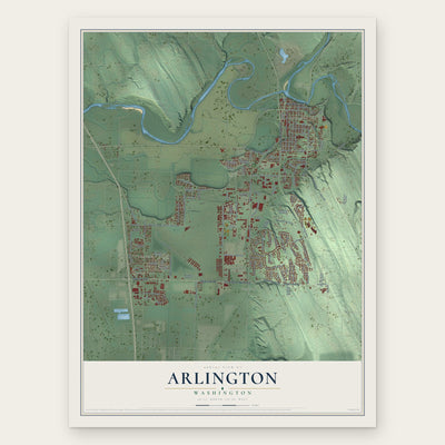 Arlington, Washington map print, the full design
