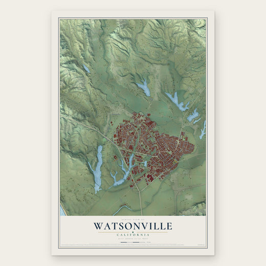 Watsonville, California map print, the full design