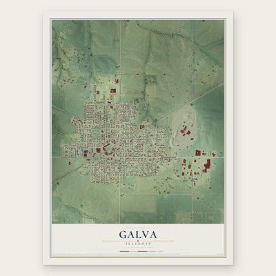 Galva, Illinois map print, the full design