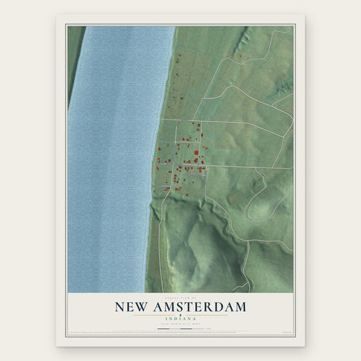 New Amsterdam, Indiana map print, the full design