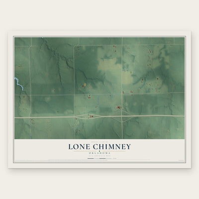Lone Chimney, Oklahoma map print, the full design