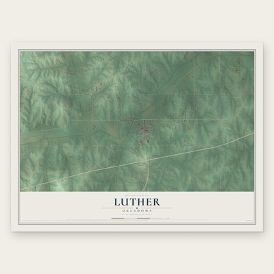 Luther, Oklahoma map print, the full design