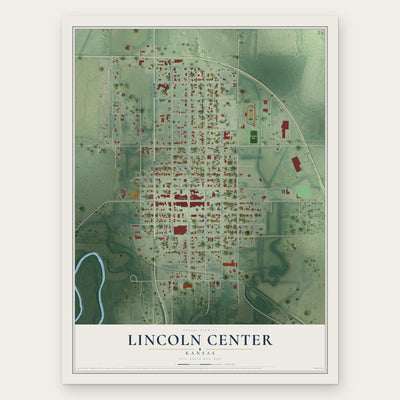 Lincoln Center, Kansas map print, the full design