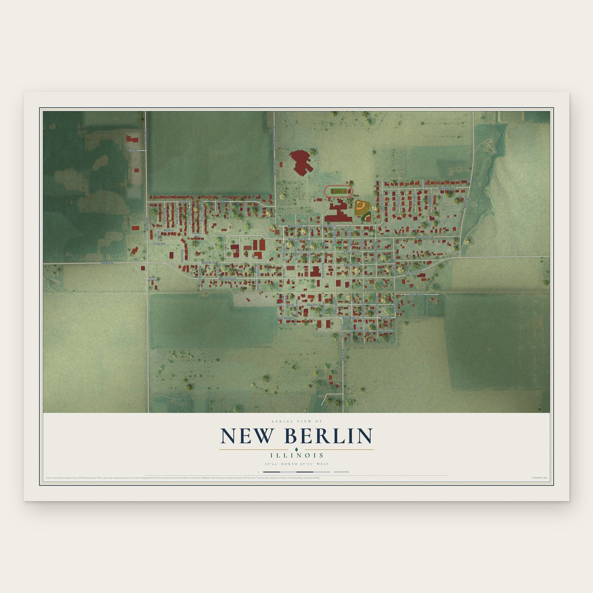 New Berlin, Illinois map print, the full design
