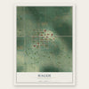 Hague, North Dakota map print, the full design