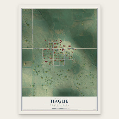 Hague, North Dakota map print, the full design