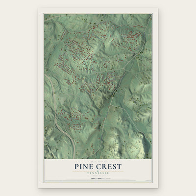Pine Crest, Tennessee map print, the full design