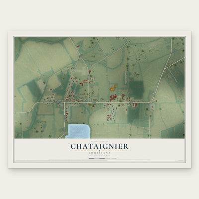 Chataignier, Louisiana map print, the full design