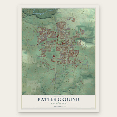 Battle Ground, Washington map print, the full design