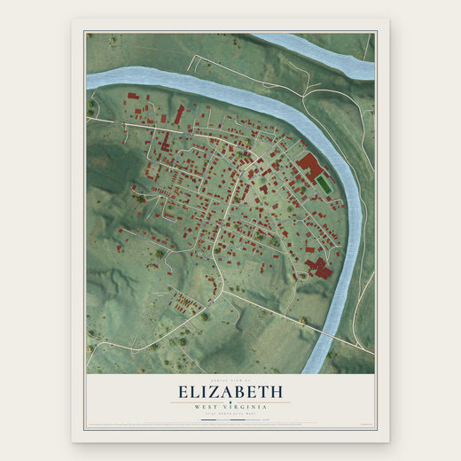 Elizabeth, West Virginia map print, the full design
