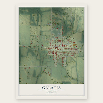Galatia, Illinois map print, the full design