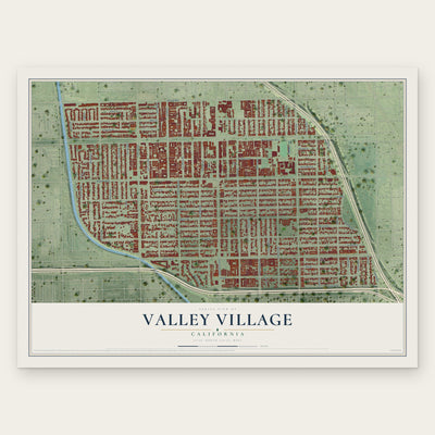 Valley Village, California map print, the full design