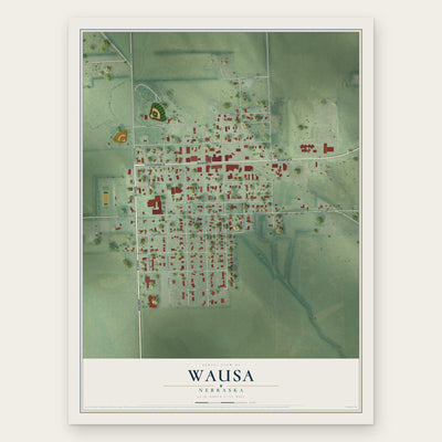 Wausa, Nebraska map print, the full design
