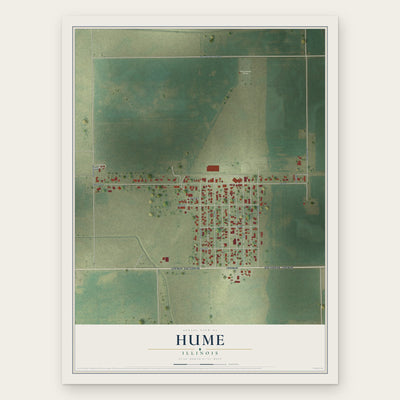 Hume, Illinois map print, the full design