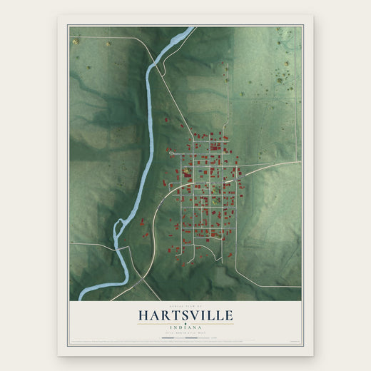 Hartsville, Indiana map print, the full design