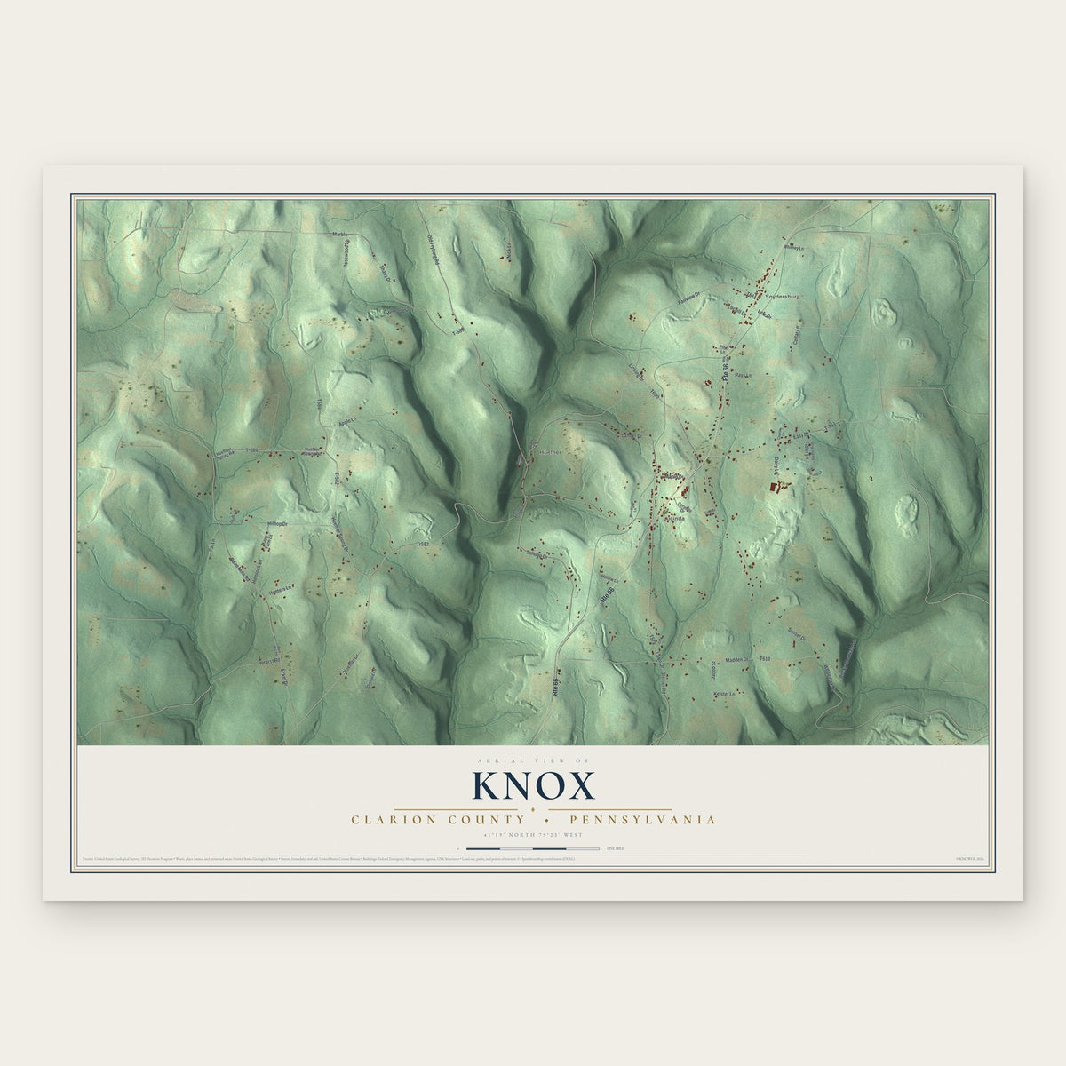 Knox, Clarion County, Pennsylvania map print, the full design