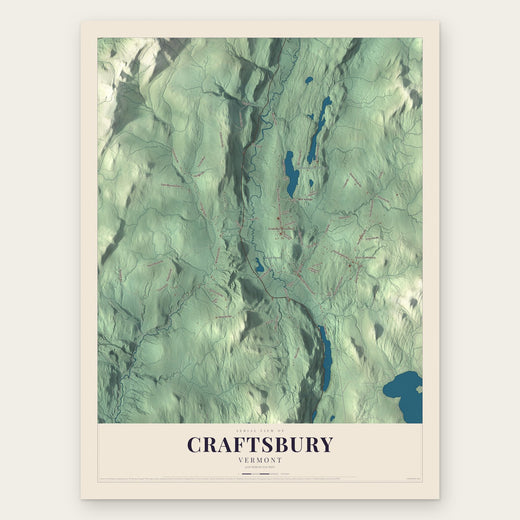 Craftsbury, Vermont map print, the full design