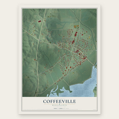 Coffeeville, Mississippi map print, the full design