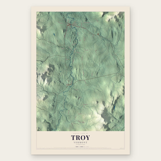 Troy, Vermont map print, the full design
