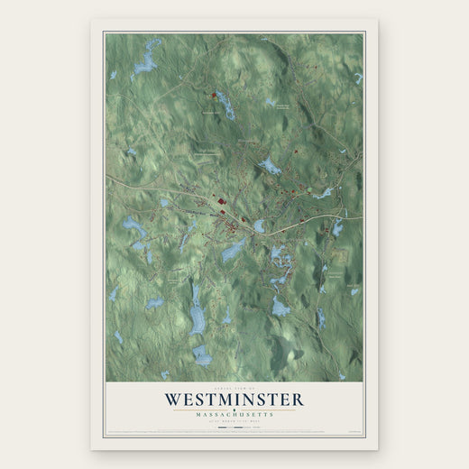 Westminster, Massachusetts map print, the full design