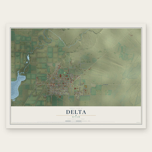 Delta, Utah map print, the full design