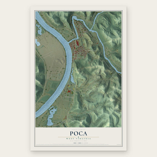 Poca, West Virginia map print, the full design