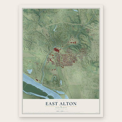 East Alton, Illinois map print, the full design