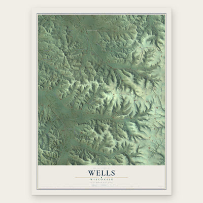 Wells, Wisconsin map print, the full design