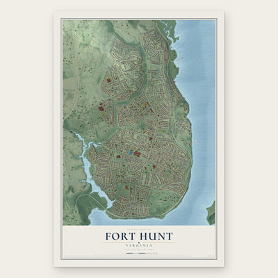 Fort Hunt, Virginia map print, the full design