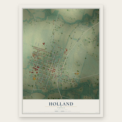 Holland, Texas map print, the full design