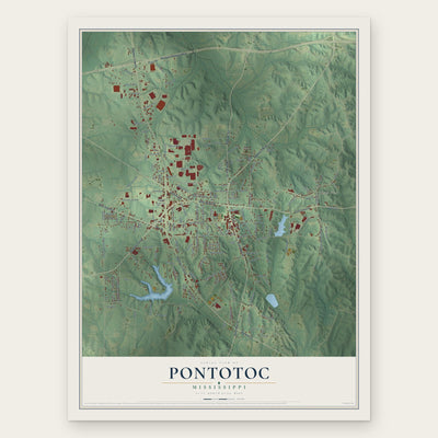 Pontotoc, Mississippi map print, the full design