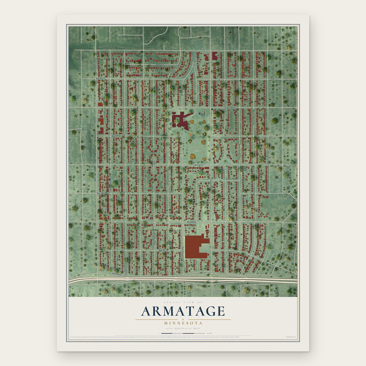 Armatage, Minnesota map print, the full design