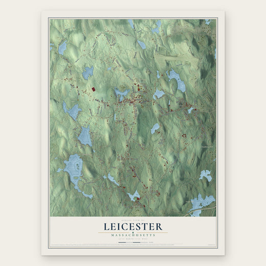 Leicester, Massachusetts map print, the full design