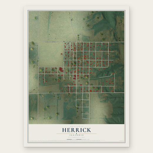 Herrick, Illinois map print, the full design
