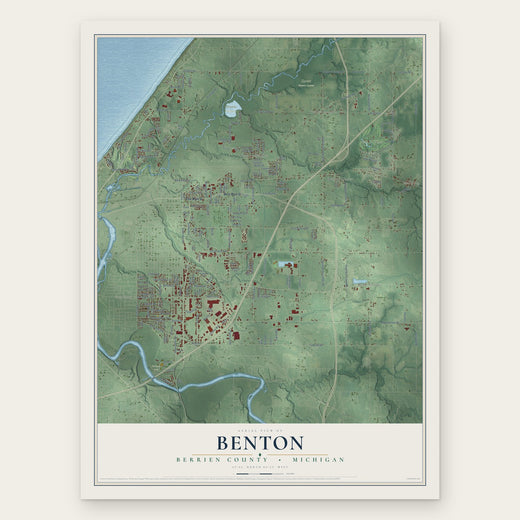 Benton, Berrien County, Michigan map print, the full design