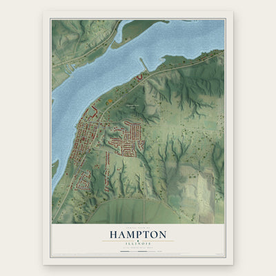 Hampton, Illinois map print, the full design
