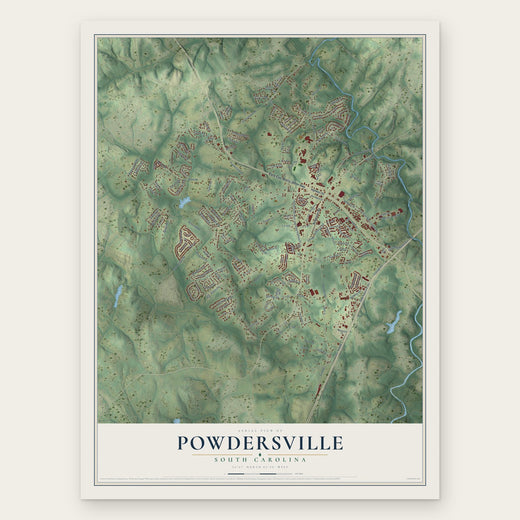 Powdersville, South Carolina map print, the full design