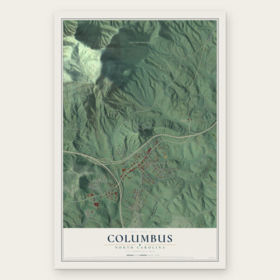 Columbus, North Carolina map print, the full design