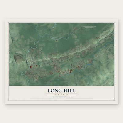 Long Hill, New Jersey map print, the full design