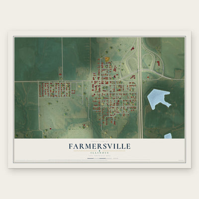 Farmersville, Illinois map print, the full design