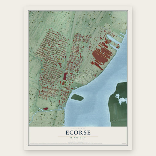 Ecorse, Michigan map print, the full design