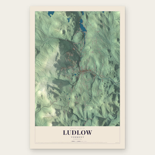 Ludlow, Vermont map print, the full design