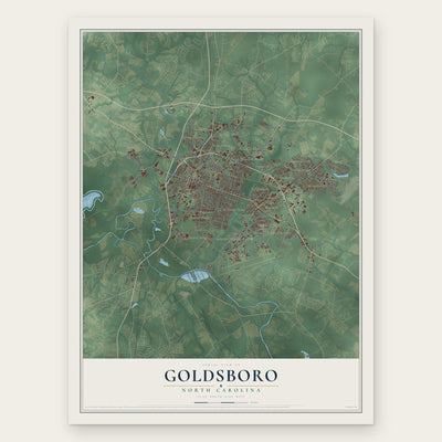 Goldsboro, North Carolina map print, the full design