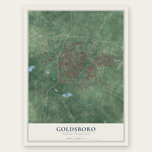 Goldsboro, North Carolina map print, the full design