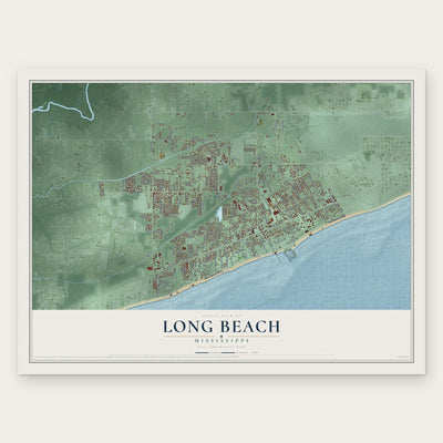 Long Beach, Mississippi map print, the full design